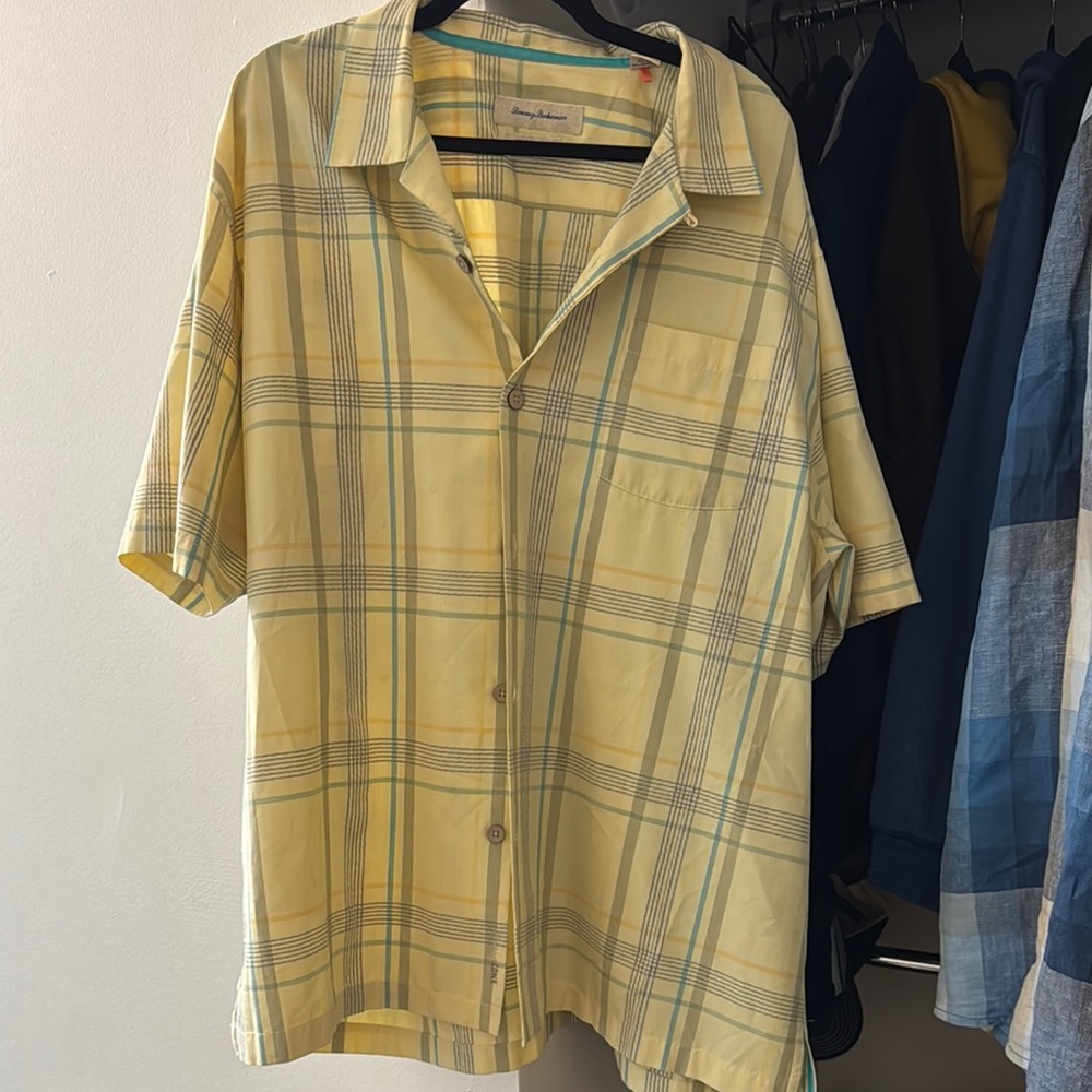 Tommy Bahama Yellow and Blue Checkered Shirt